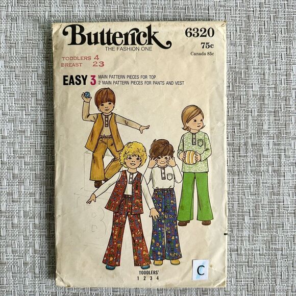 Vintage Butterick Sewing Pattern 6320 Toddler Top Pants Vest Easy Sewing Pattern - Picture 1 of 2